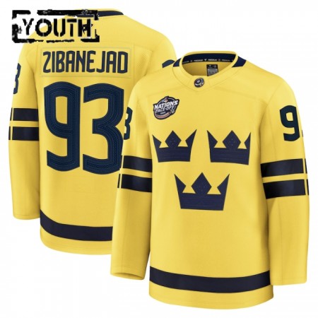 Maillot de Hockey Suède 4 Nations Face Off 2025 Fanatics Premium Mika Zibanejad Jaune - Enfant Maillot de Hockey Suède 4 Nations Face Off 2025 Fanatics Premium Mika Zibanejad Jaune - Enfant